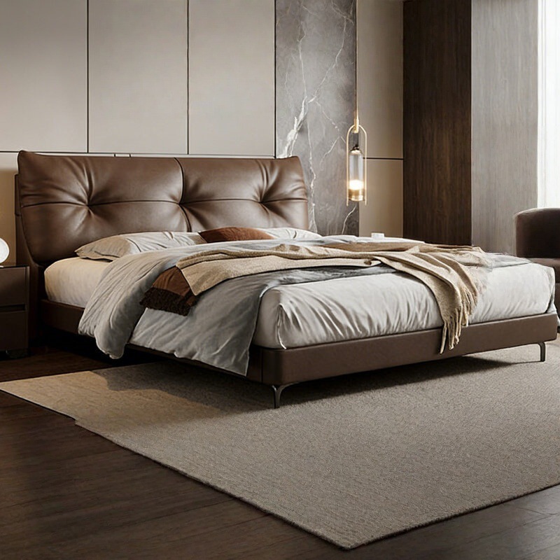 Cama de cuero minimalista, cama principal de 1.8m, cama de matrimonio 2026 nueva cama de envoltura suave simple, cama de cuero de exportación transfronteriza