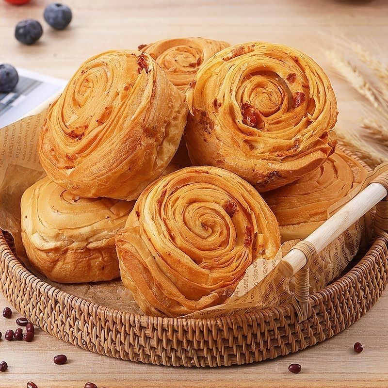 Whole Box of Red Bean Hand-Torn Bread, Meal Replacement Nutritious Snacks, Instant Pastries, Non-Whole Wheat Breakfast, Convenient Snacks for Lazy People