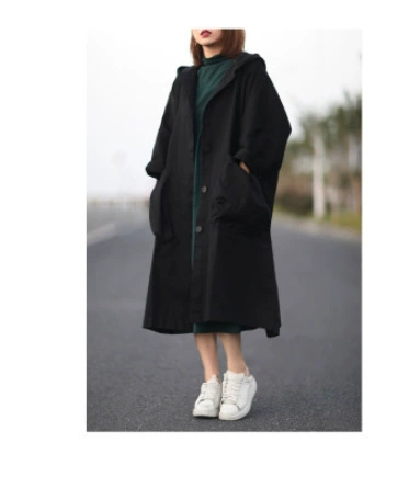 Осеннее длинное trench coat, корейский стиль, средняя длина, плюс размер