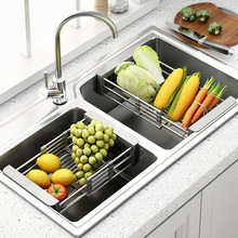 洗菜盆沥水篮可伸缩厨房水槽置物架家用水池滤干碗碟碗盘收纳架子