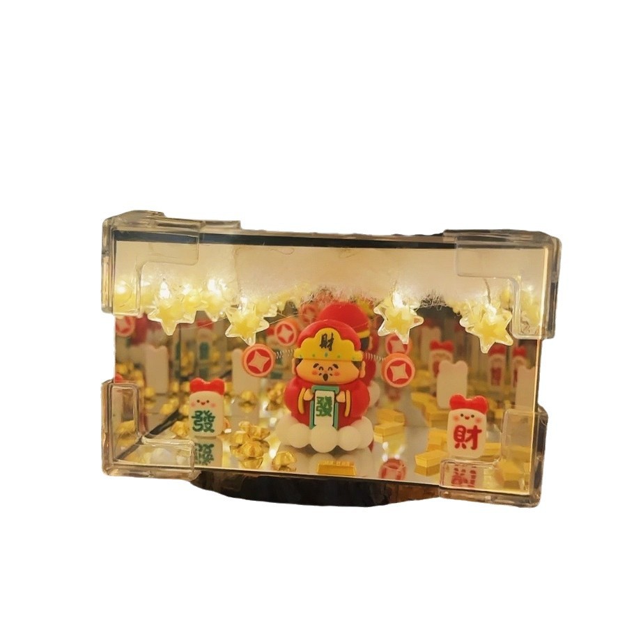 DIY lámpara de noche cubo rectangular espejo decoración hecha a mano regalo de novia iluminación LED creativa