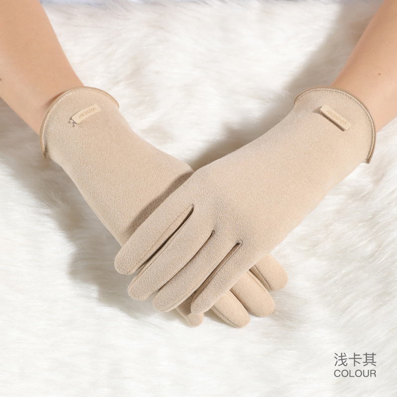 Otoño e invierno guantes de terciopelo Forro cálido forrado de lana gruesa a prueba de viento a prueba de frío a prueba de fugas Flip dedo guantes de pantalla táctil para mujeres