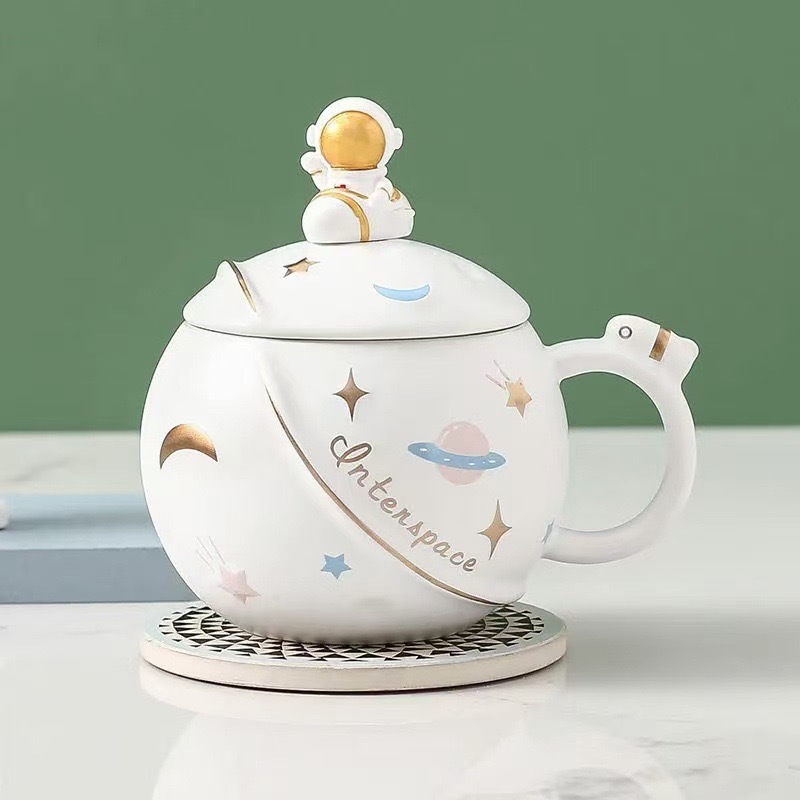Ceramic Planet Mug With Lid Creative Coffee Cup For Couples Gift_voghion.com