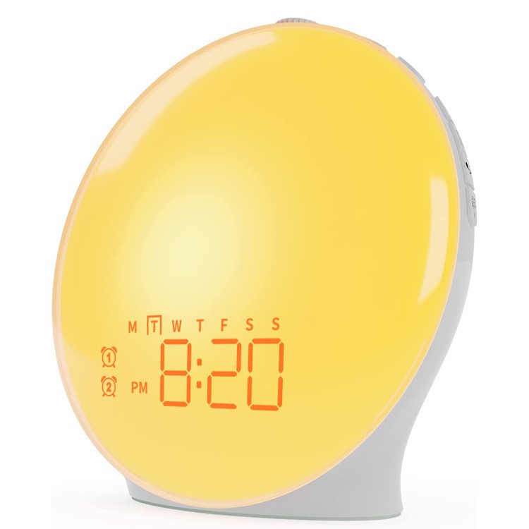 New Smart Creative Simulation Sunrise and Sunset Colorful Wake-Up Bedside Night Light White Noise Electronic Alarm Clock Atmosphere Light