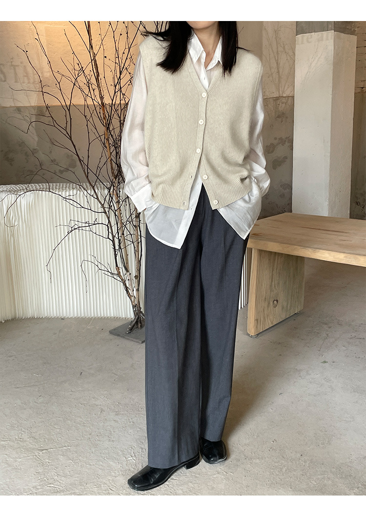 木兰时髦复古小马甲开衫女2023春季新款韩版简约针织上衣女 21507详情32