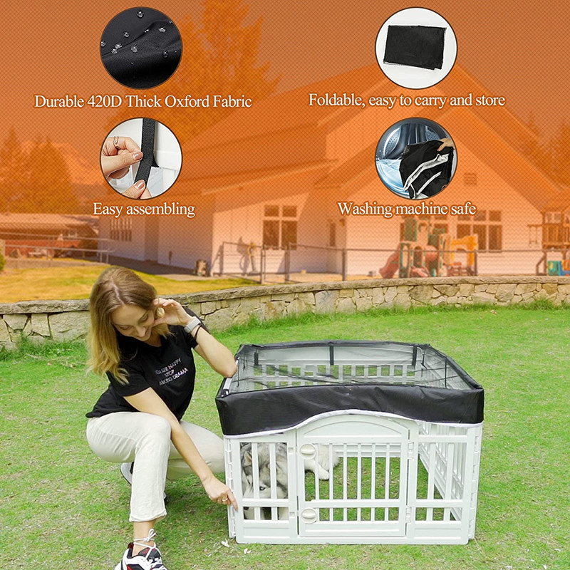 跨境宠物围栏盖八边形狗笼顶盖宠物笼遮阳罩防水防晒围栏罩透气罩