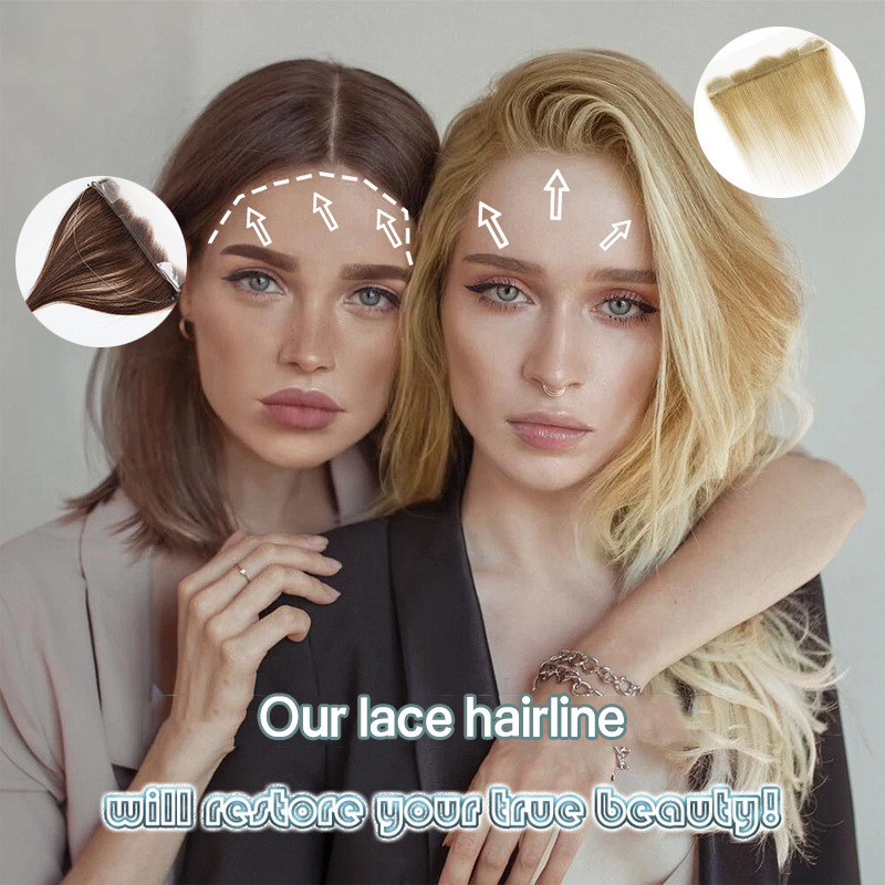 Front Hairline Topper外贸跨境女士蕾丝发际线真发手织前额刘海|undefined