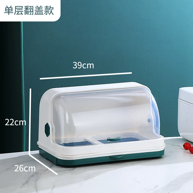 Kitchen bowl shelf and tableware storage box with draining shelves - plastic cupboard for dishes