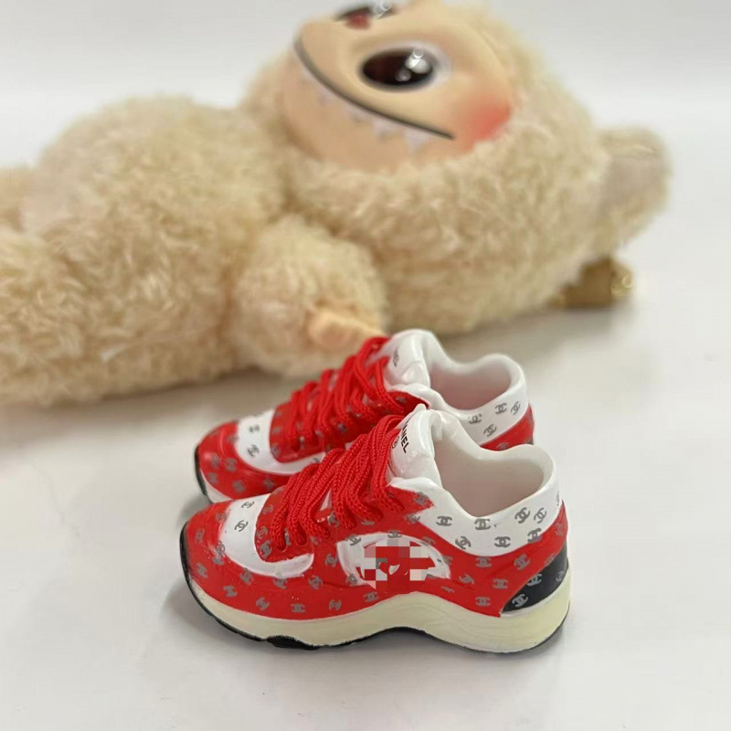 LABUBU Zapatos Rabu Ropa de bebé 17cm felpa vinilo bolso de muñeca colgante para zapatos desnudos caja ciega