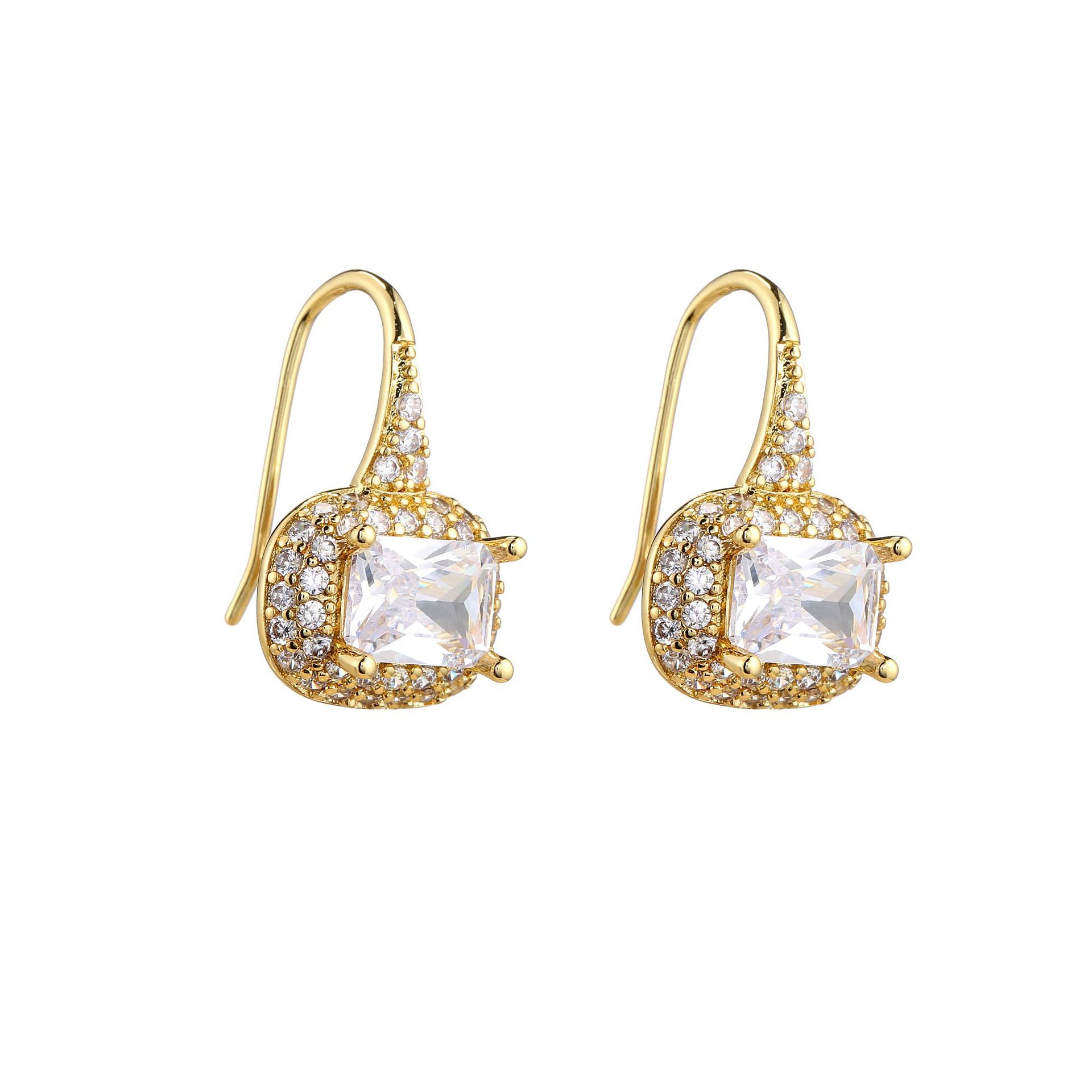 Micro-set zircon geometric diamond earrings gorgeous copper earrings wholesale