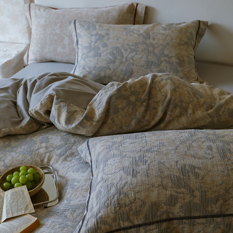 Conjunto de roupa de cama boho em algodão estilo francês jacquard_voghion.com