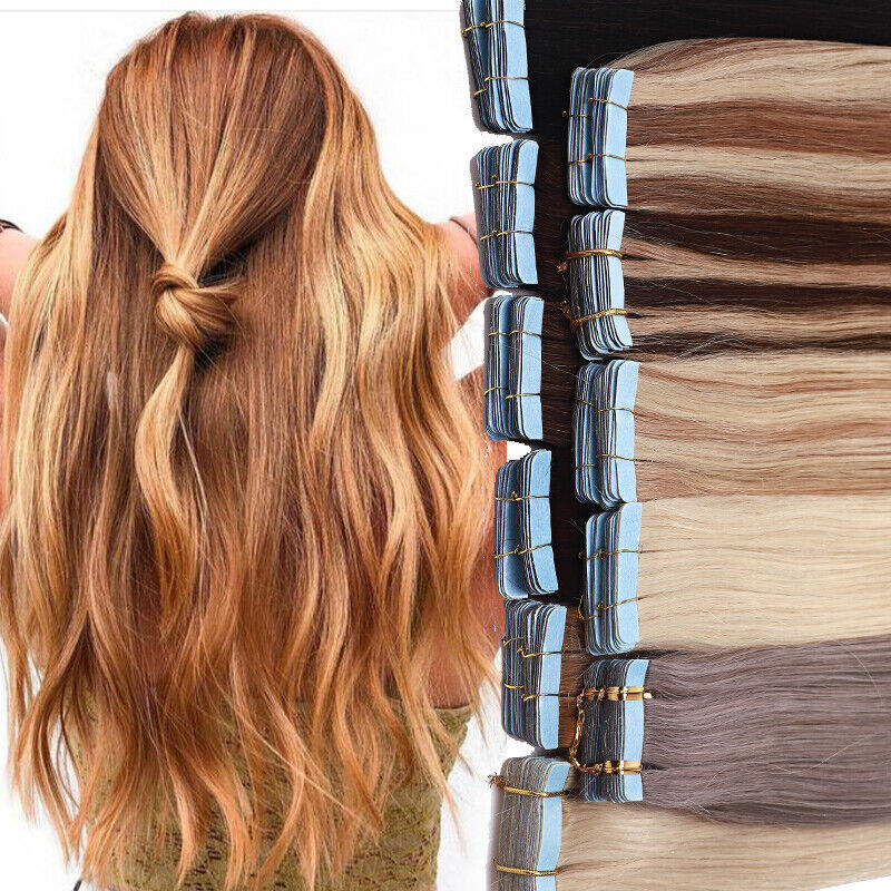 Real hair brush glue hair extension pu hair Tape in hair extension film wig a generation of hair