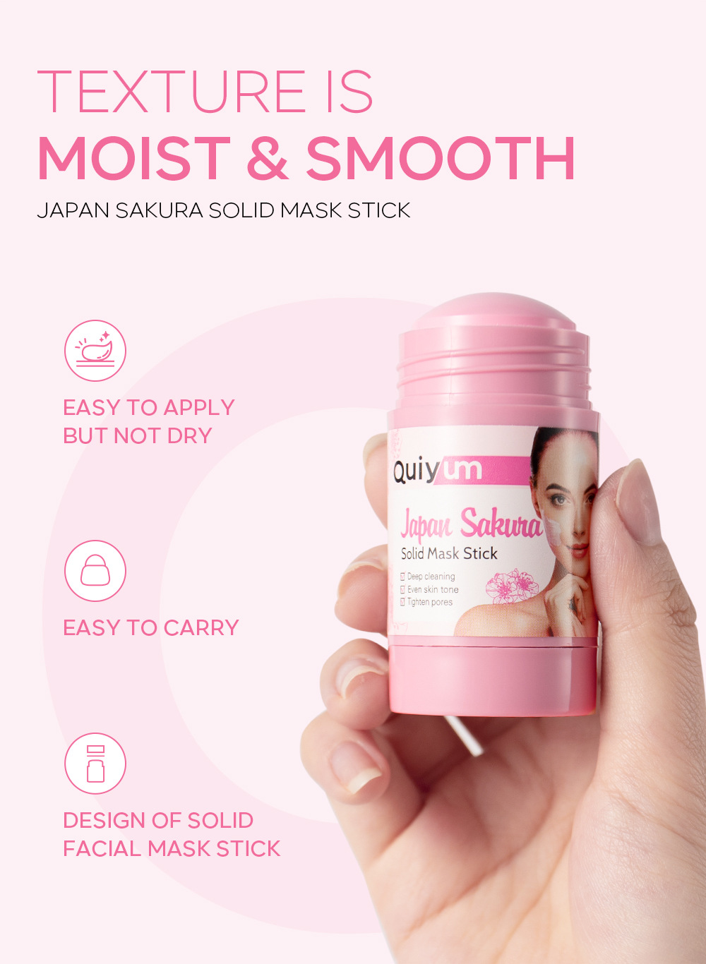 QUIYUM Japanese Cherry Blossom Solid Mask Stick 40g Hydrating, Moisturizing and brightening skin tone Cross-border manufacturer wholesale in stock undefined