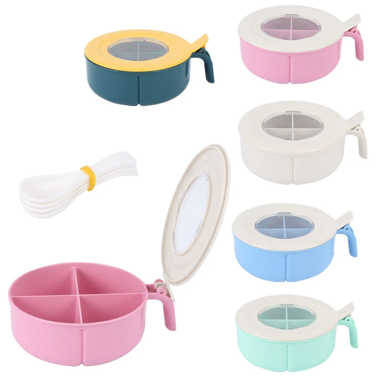 Cross-border wheat straw seasoning box with lattice and lid Nordic style kitchen salt tank moisture-proof simple flavor box wholesale