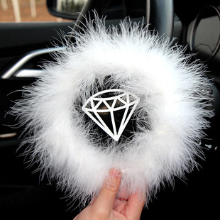 Creative Diamond Turkey Feather Anti-Slip Mat Car Center Console Feather Storage Mat Car Interior Decoration White