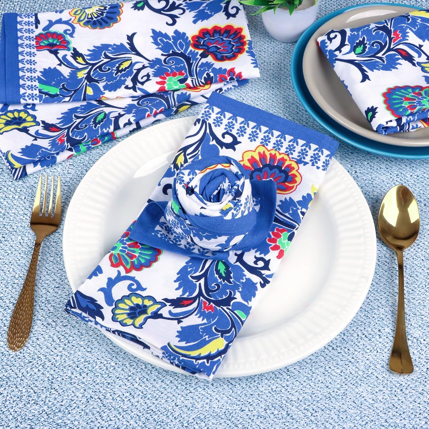 Transfronterizo servillas amazónicas algodón impresión digital fiestas de bodas decoración nacional almohadilla de mesa floral