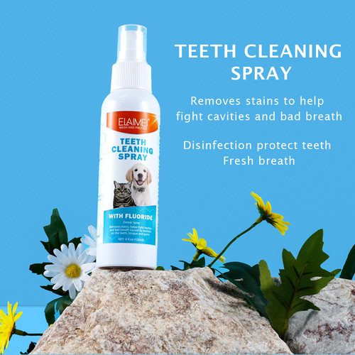 ELAIMEI Pet Oral Spray for Cats and Dogs, Cleans Oral Cavity, Removes Stains, Reduces Bacteria, Effectively Eliminates Bad Breath, 120ml