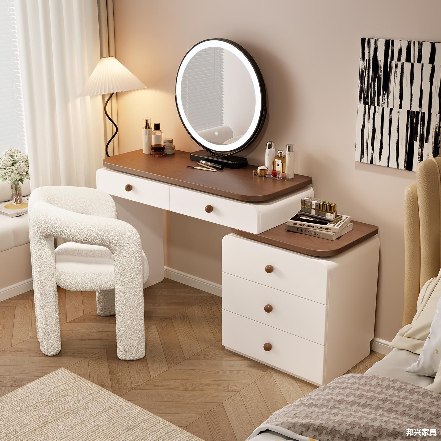 Solid Wood Dressing Table Storage Cabinet Integrated Small Apartment Cream Style Bedroom New Dressing Table Simple Modern Dressing Table