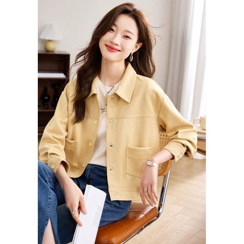 Реальный кардиган свитер куртка для женщин 2024 осень новая свободная повседневная дикая сплошная короткая куртка топ