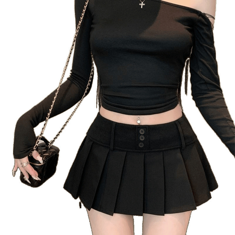 ホットガールスタイル甘くてスパイシーなプリーツスカート婦人服 2025 新しい夏ハイウエスト痩身露出防止 A ラインスカートショートスカート女性|undefined