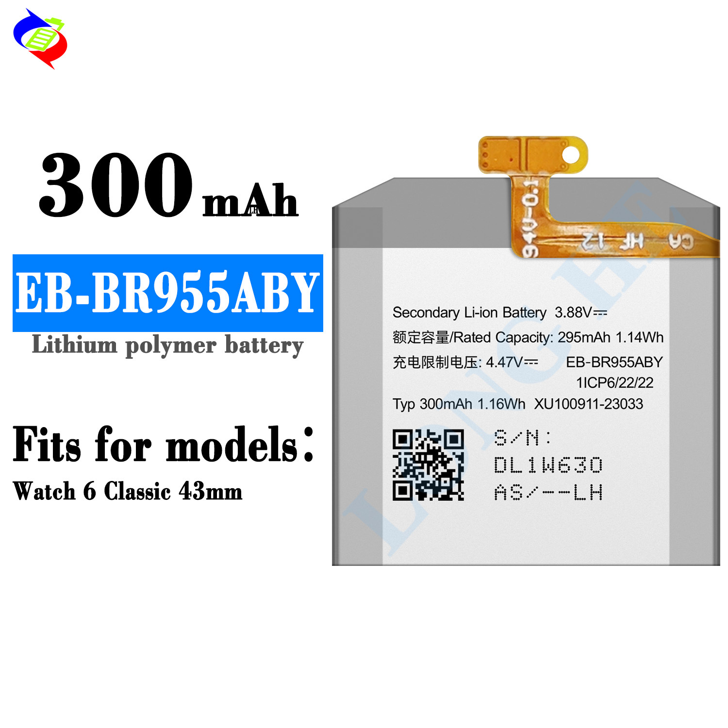 Suitable for Samsung Watch 6 Classic 43Mm/R955/R950 Watch Battery Eb-Br955Aby