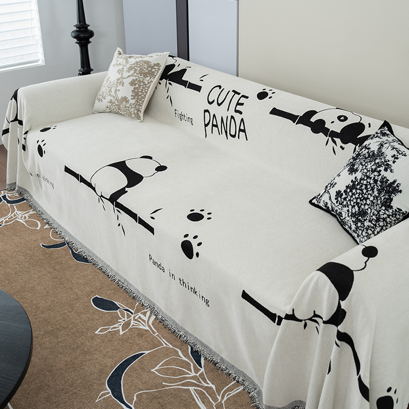 Panda Schnell toallas de sofá cojín de sofá anti-cat arañazo cubierta de sofá de una sola pieza de dibujos animados antideslizante
