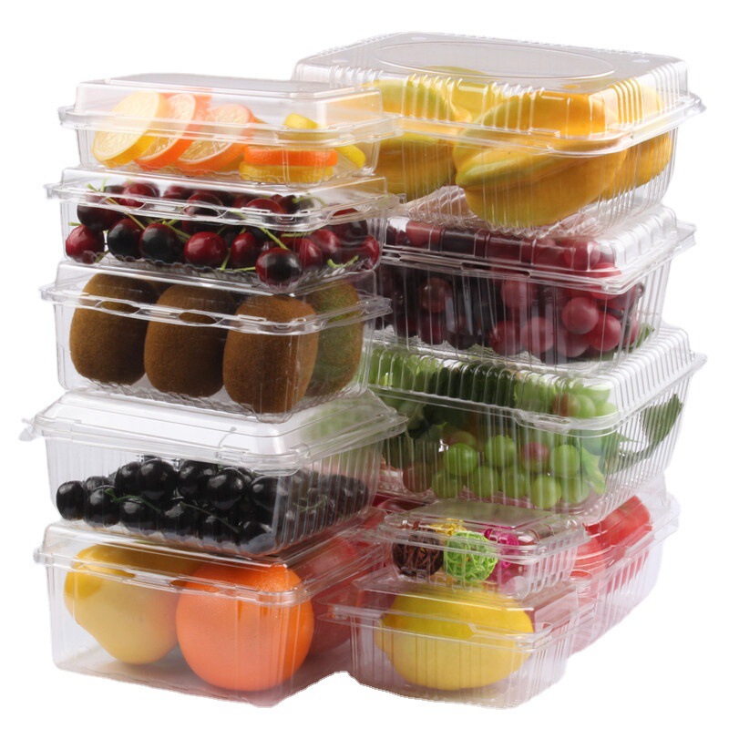 Disposable Transparent Blister Fruit Box Packaging Box 500g 1.0kg Rectangular Box Tray Fresh Fruit Cut Packaging Box