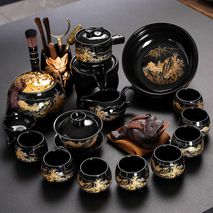 Retro Lazy Man Automatic Tea Set Household Living Room Ceramic Kung Fu Tea Set Office Teapot Teacup Set