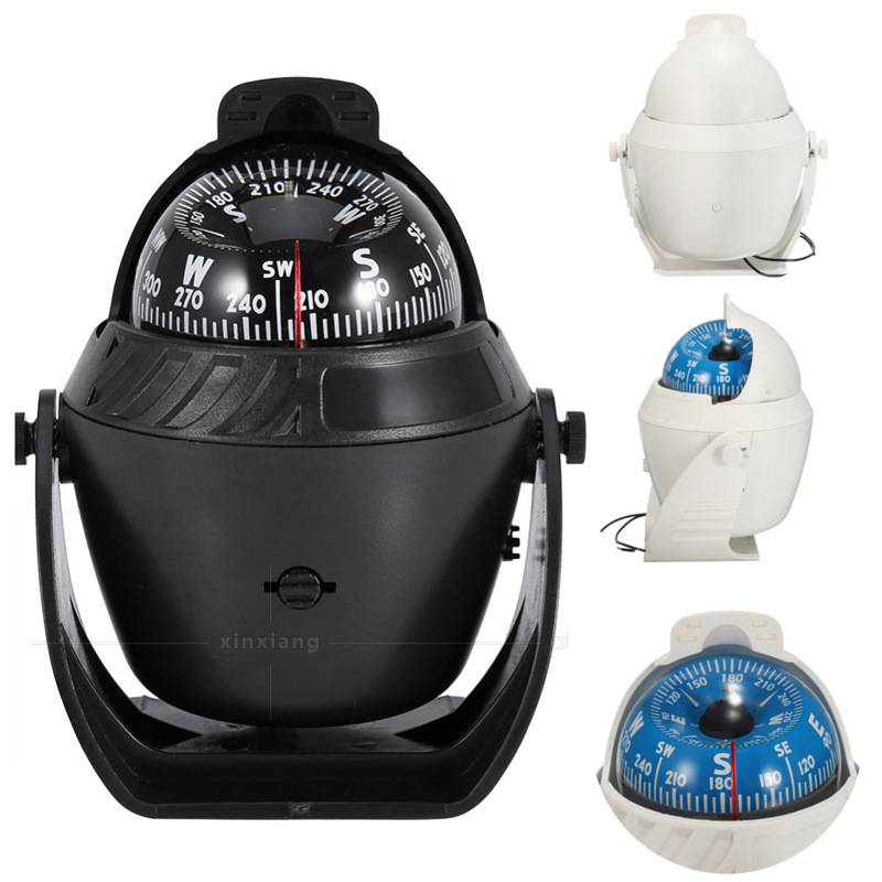 车载指南针指南球 航海洋游艇车船用带磁偏角调节功能带夜光功能