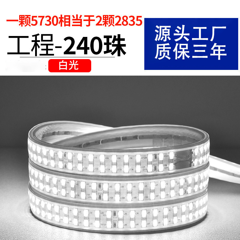 家用户外防水led灯带条超高亮白光灯带室外外墙工地隧道照明220V|undefined