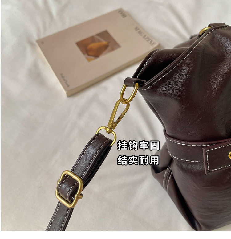 Túi tote đeo vai đeo chéo cỡ lớn phong cách tối giản, túi xách tay kẹp nách — Gạo trắng không có mặt dây chuyền, Màu cà phê Không có mặt dây chuyền, Màu nâu không có mặt dây chuyền, Đen không có mặt dây chuyền chi tiết 3