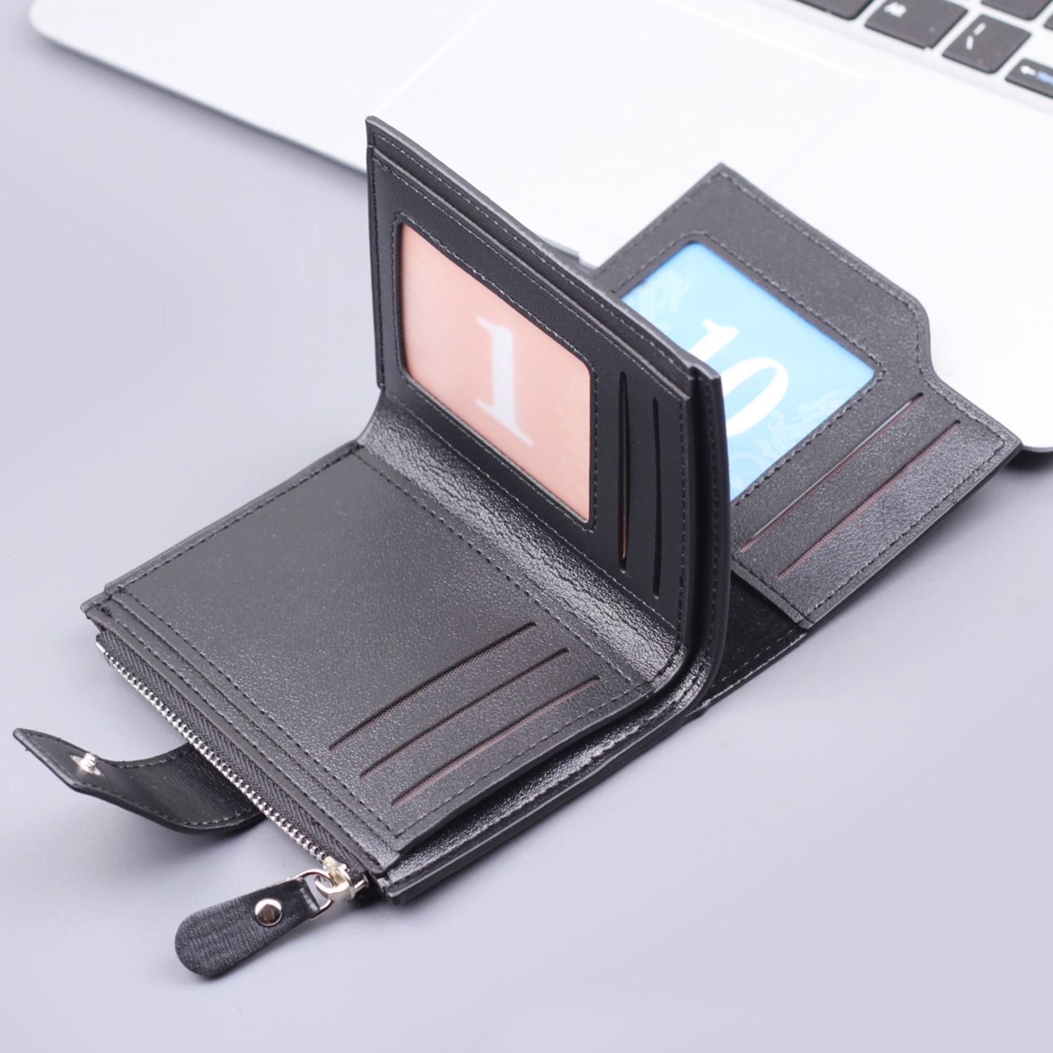 Cartera vertical, tarjetero para hombre, billetera corta todo en uno, billetera triple para hombre, posición de tarjeta múltiple, wallet para hombre