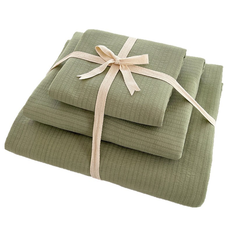 Juego de Ropa de Cama Youyixin de Doble Capa de Gasa de Color Sólido de Cuatro Piezas, Funda Nórdica, Sábana, Estilo Sábana Ajustable, Juego de Tres Piezas para Dormitorio Individual de Estudiantes, Tela Cepillada.