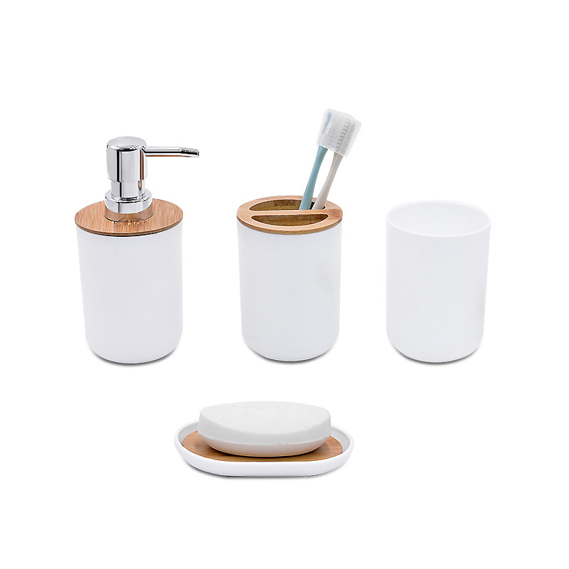 Moda Hotel artículos de tocador baño suministros de bambú de almacenamiento combinación traje de baño de cuatro piezas conjunto de seis piezas