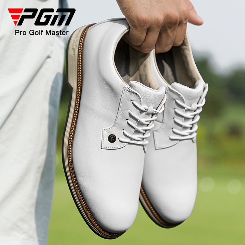 Giày golf nam da bò PGM Bullock họa tiết chống trượt — XZ388-Trắng, XZ388-Đen