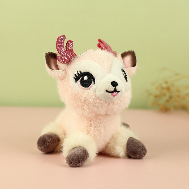 Cutie ciruela ciervo colgante juguetes de peluche Navidad ciervo muñeca bolsas colgante muñeca llaveras muñecas de tela