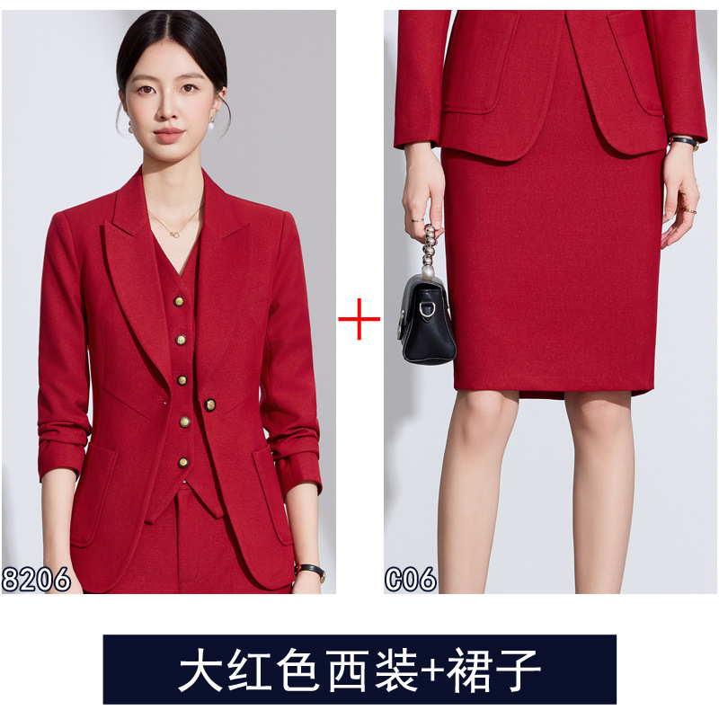 职业西装套装女时尚大牌高级感马甲三件套休闲气质主持人西服8206|undefined