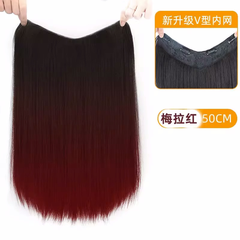 폭발 새로운 색상-스트레이트 헤어-[다크 브라운 블랙 메라 레드] -50cm