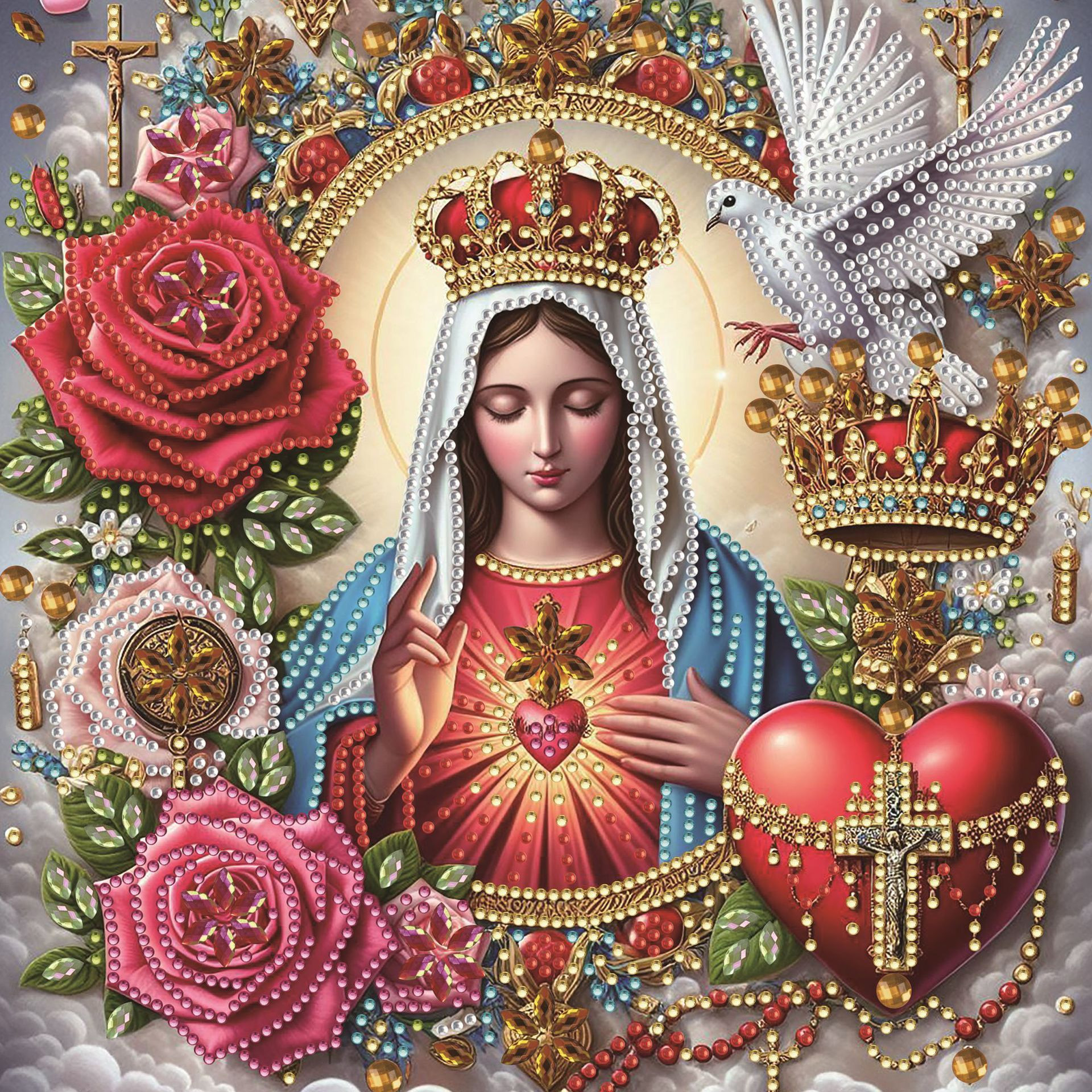 Pintura artesanal con diamantes