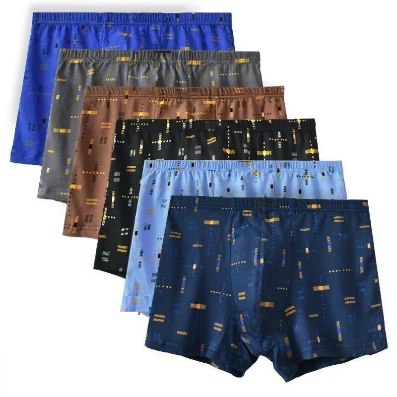 Source men's underwear boxer cotton mid-waist printed multicolor wholesale cotton breathable loose large size boxer pants