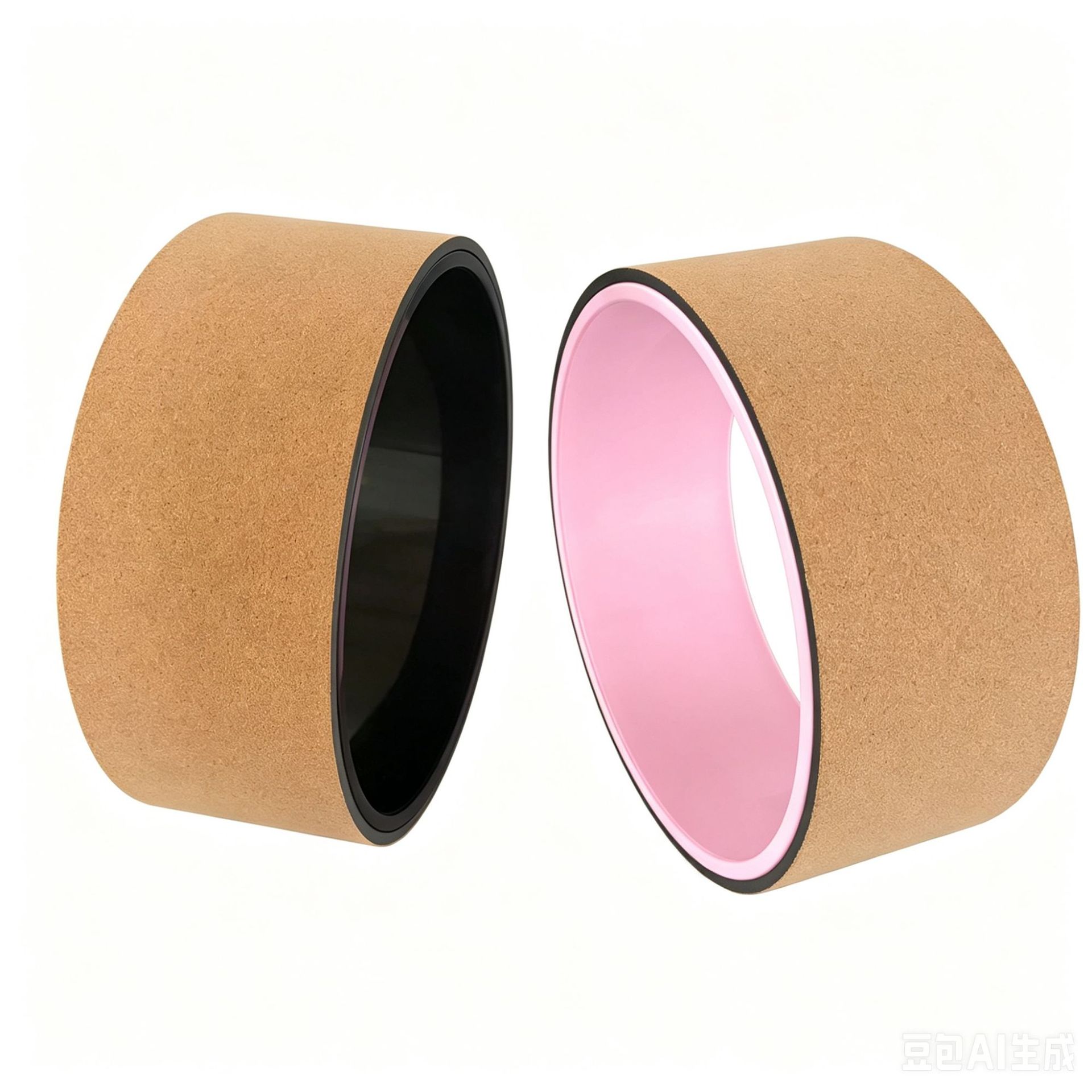 Cork yoga wheel, yoga roller for back opening, Dharma wheel for lower back and back bend assistance, Pilates wheel, non-slip yoga ring
