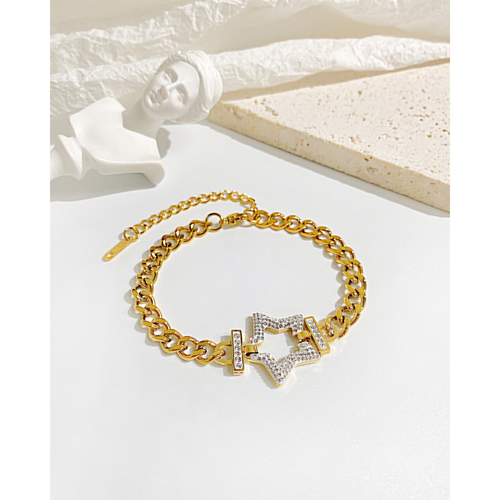 Fashion Star Stainless Steel Inlay Zircon Bracelets 1 Piece