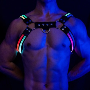 D.M men's shoulder strap sexy dimming lighting stage flashing rechargeable color light strap chest strap European and American muscle temptation