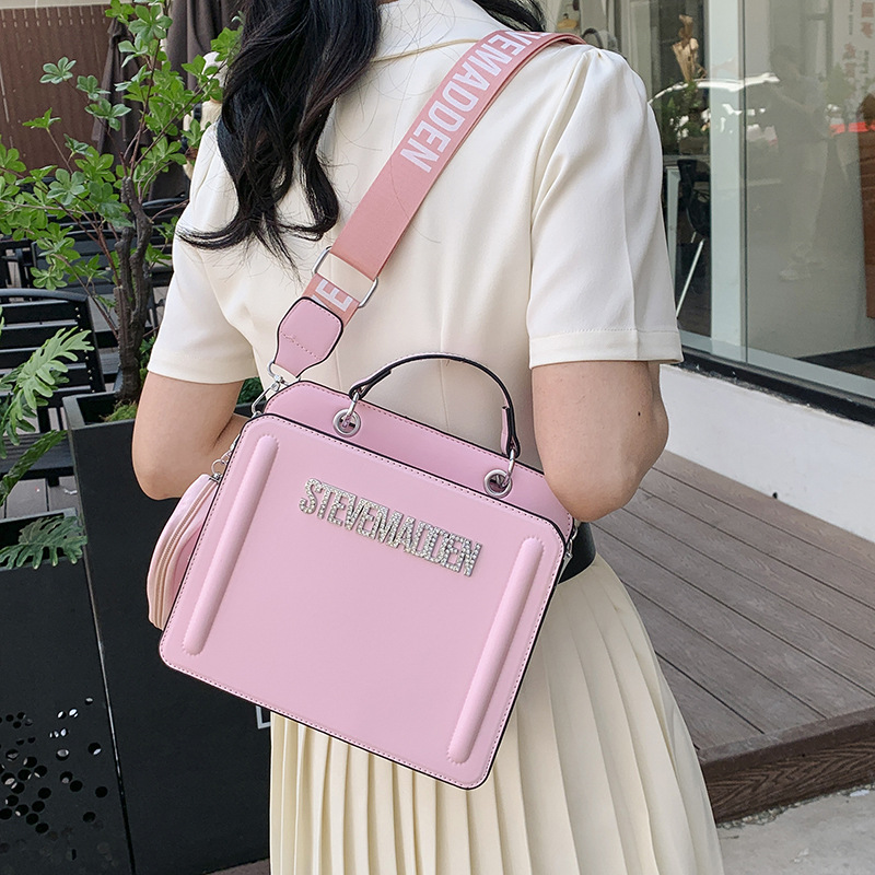 Bolso de hombro transfronterizo para mujer, casual de todo fósforo, color sólido, bolso cuadrado pequeño portátil de gran capacidad, bolso de mensajero de moda europeo y americano