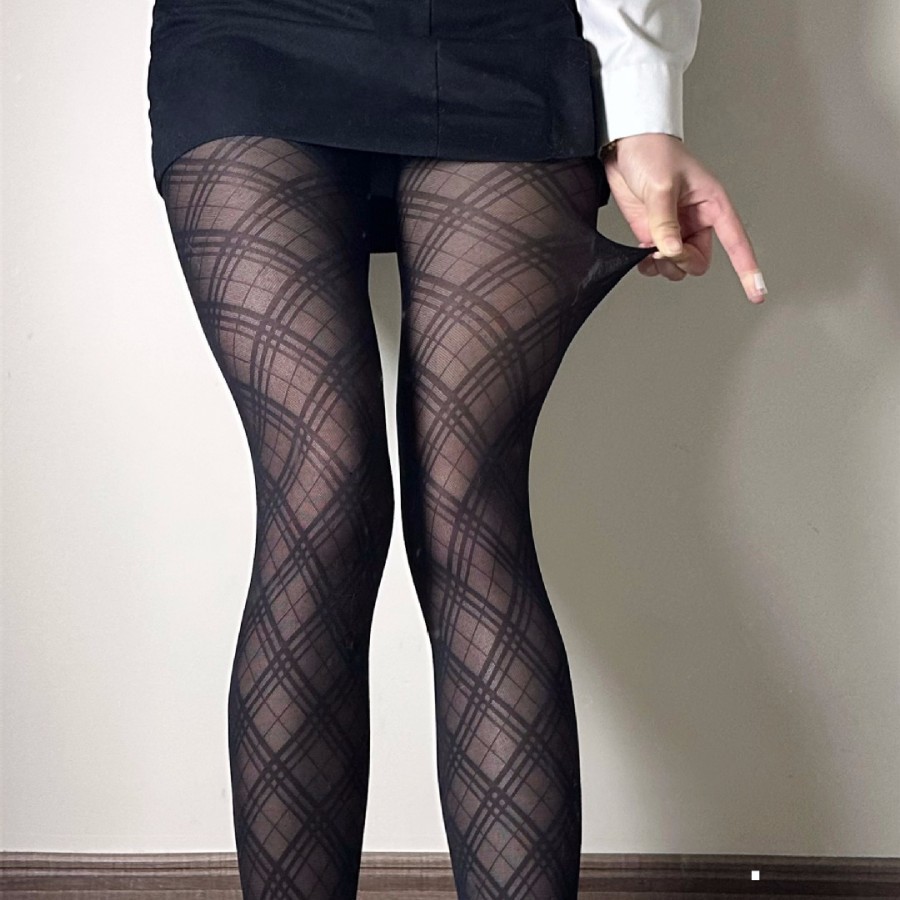 Miu Style Hot Girl Style Grey Four-leaf Clover Silk Stockings Women's Thin Black Silk Leg Socks Anti-snagging Silk-resistant Pantyhose