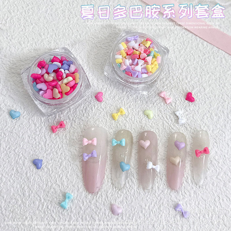 ドーパミンカラーラブネイルアートジュエリーミックス立体五芒星ムーンリボン DIY ウェアラブルネイルドリル|undefined