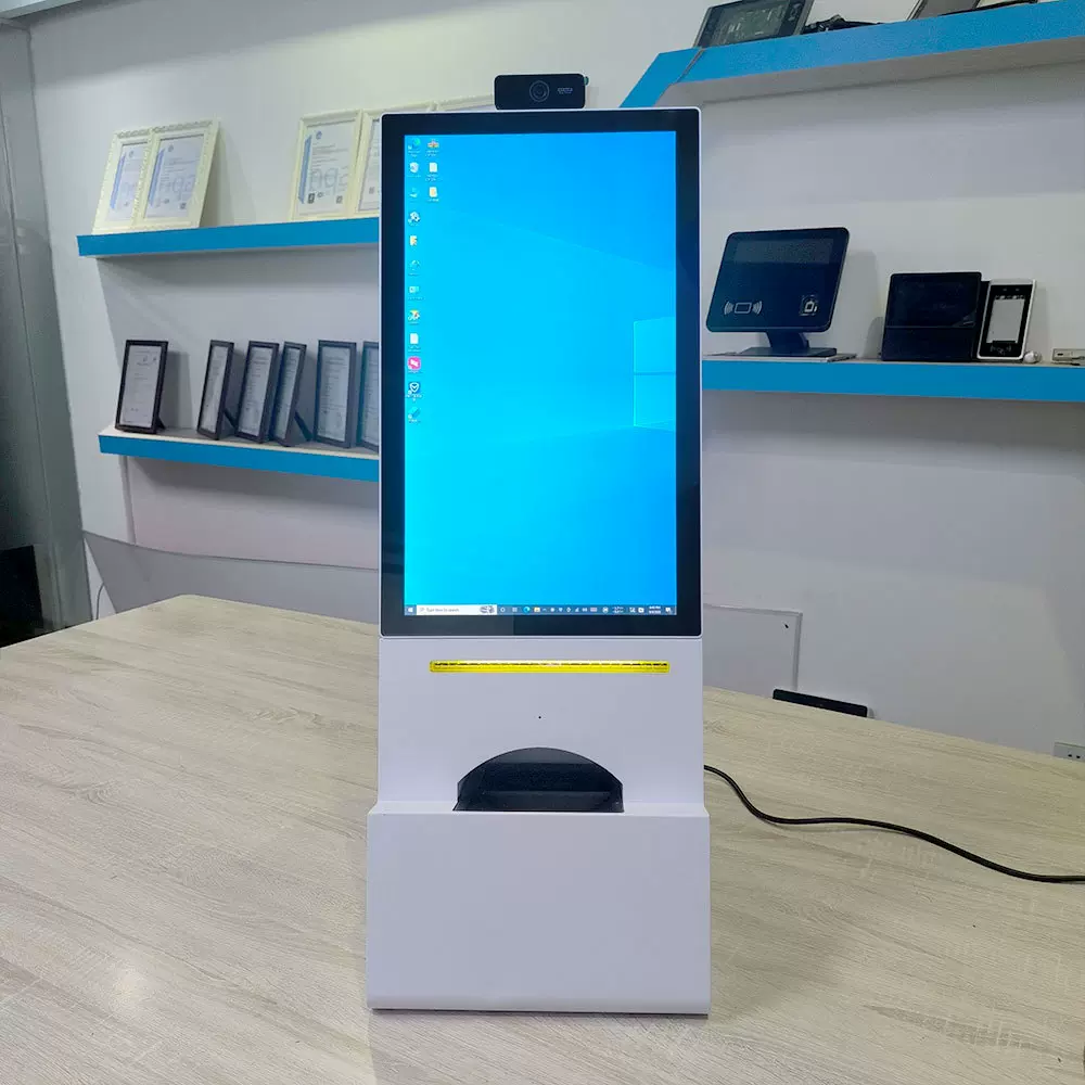 工厂定制21.5寸台式自助查询服务机内置A4热敏打印机和护照扫描仪