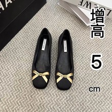 法式小香风气质真皮内增高单鞋女春秋浅口破跟玛丽珍女鞋晚晚鞋子