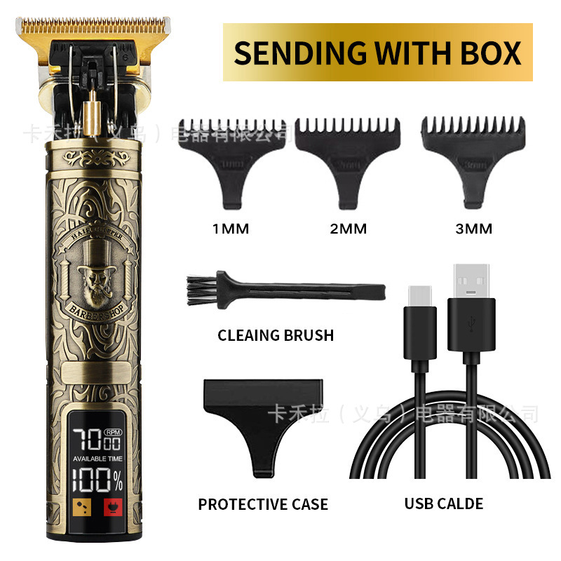 Cortadora de cabello transfronteriza peluquería cortadora de cabello eléctrica aceite cabeza talla maquinilla de afeitar cortadora de cabello Calvo