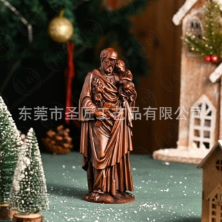 桌面摆件约瑟夫抱子圣诞装饰品木制工艺品创意圣诞节家居节日跨境